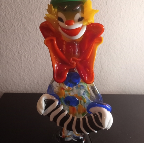 Murano Art Murano Italy Multicolor Glass Clown Figurines